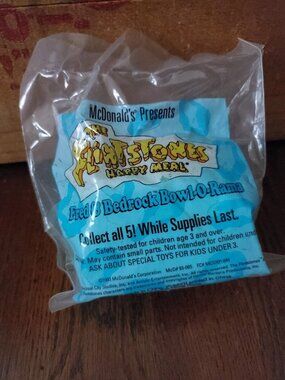 Vtg NEW McDonald’s FLINTSTONES Happy Meal Toy FRED & BEDROCK BOWL-O-RAMA Sealed